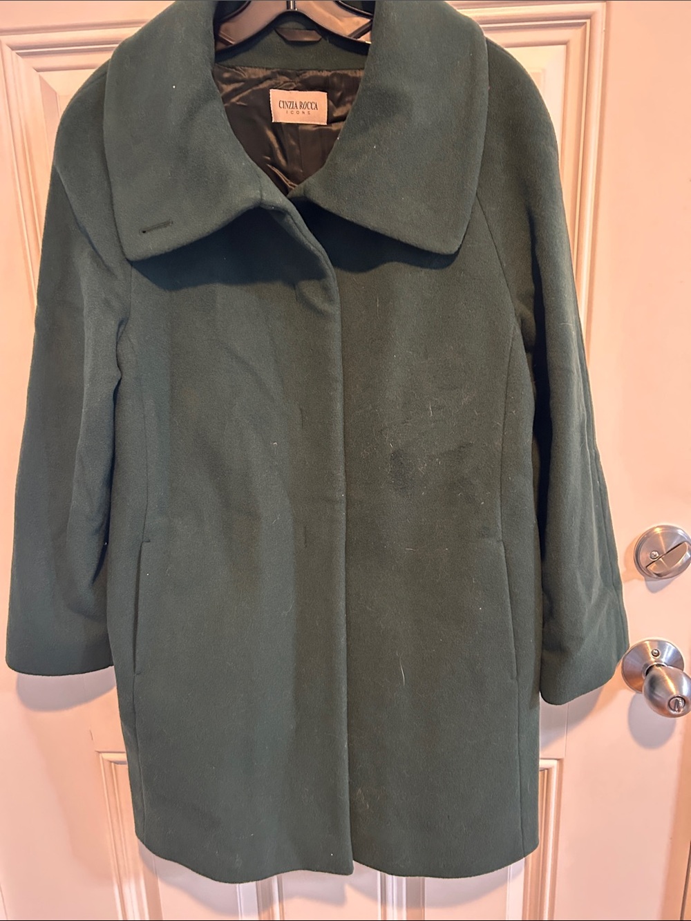 Cinzia Rocca Icons Dark Green Wool Pea Coat
